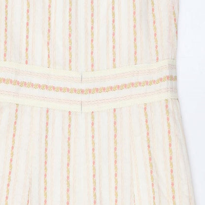 Jesire Womens Ivory Cotton A-Line Size 8 V-Neck Zip