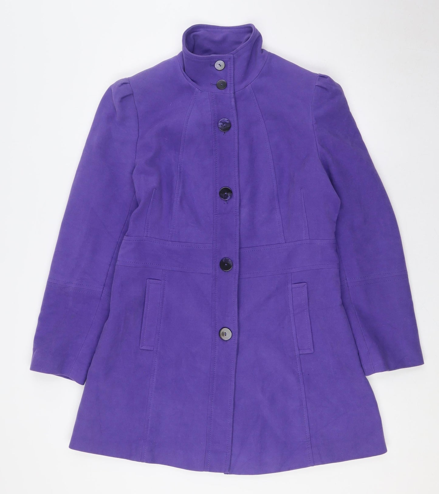 Per Una Womens Purple Overcoat Coat Size 12 Button