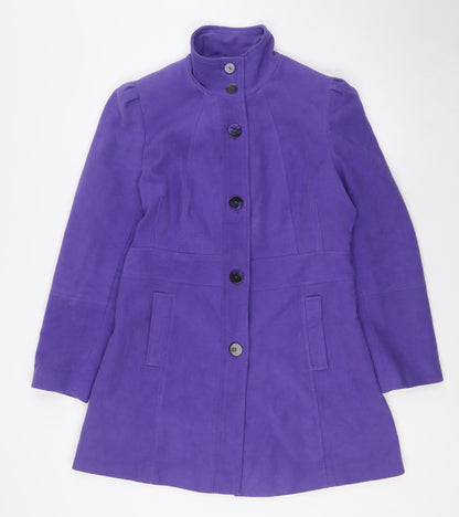 Per Una Womens Purple Overcoat Coat Size 12 Button