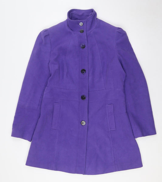 Per Una Womens Purple Overcoat Coat Size 12 Button