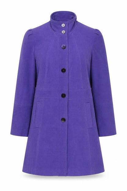 Per Una Womens Purple Overcoat Coat Size 12 Button