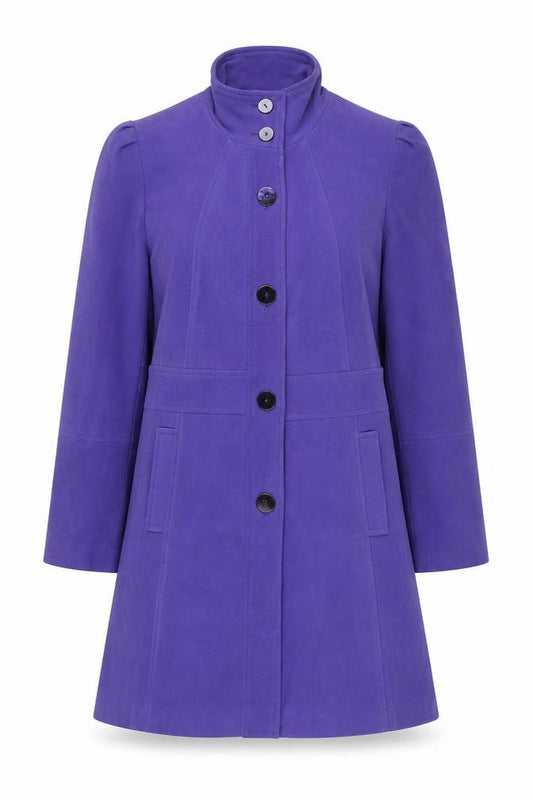 Per Una Womens Purple Overcoat Coat Size 12 Button