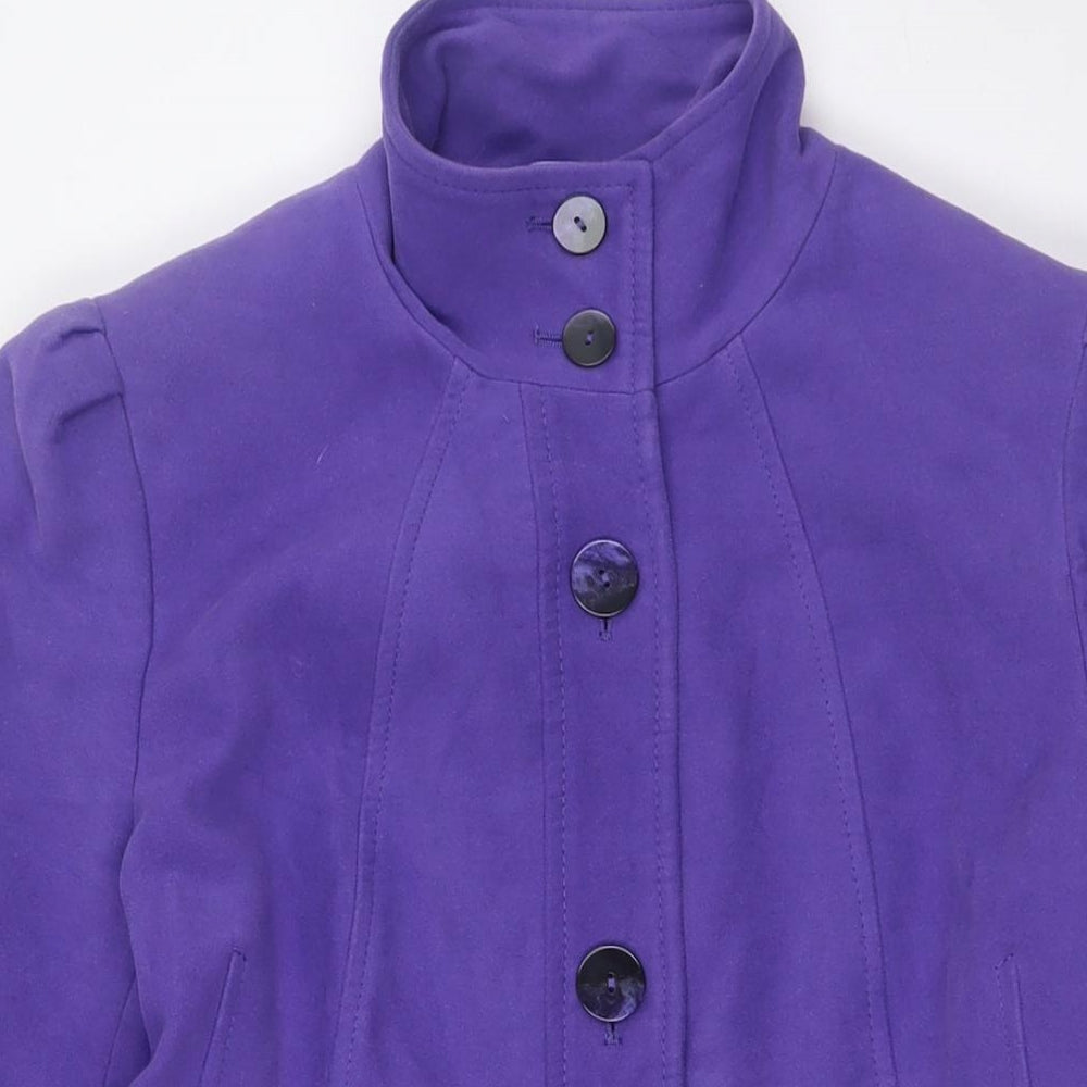 Per Una Womens Purple Overcoat Coat Size 12 Button
