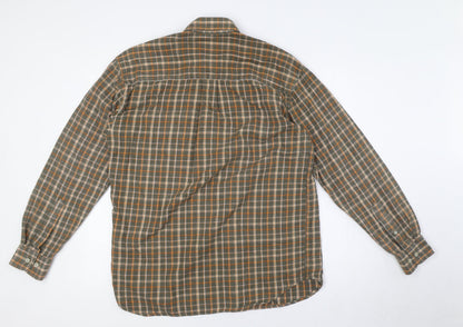 Crewfield Mens Green Check Cotton Button-Up Size M Collared Button