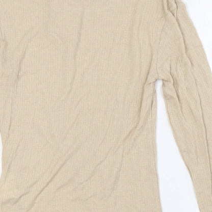 Anna Field Womens Beige Viscose Basic Button-Up Size XS Round Neck - Ribbed