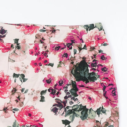 Mohito London Womens Pink Floral Cotton Straight & Pencil Skirt Size 10 Zip