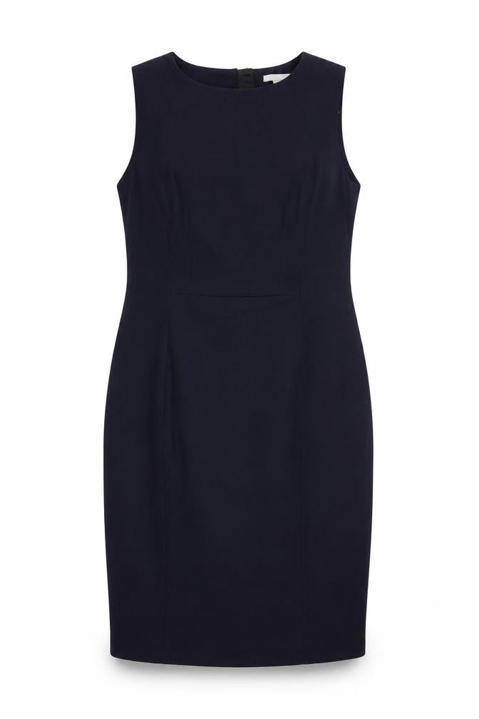 H&M Womens Blue Polyester Pencil Dress Size 16 Round Neck Zip