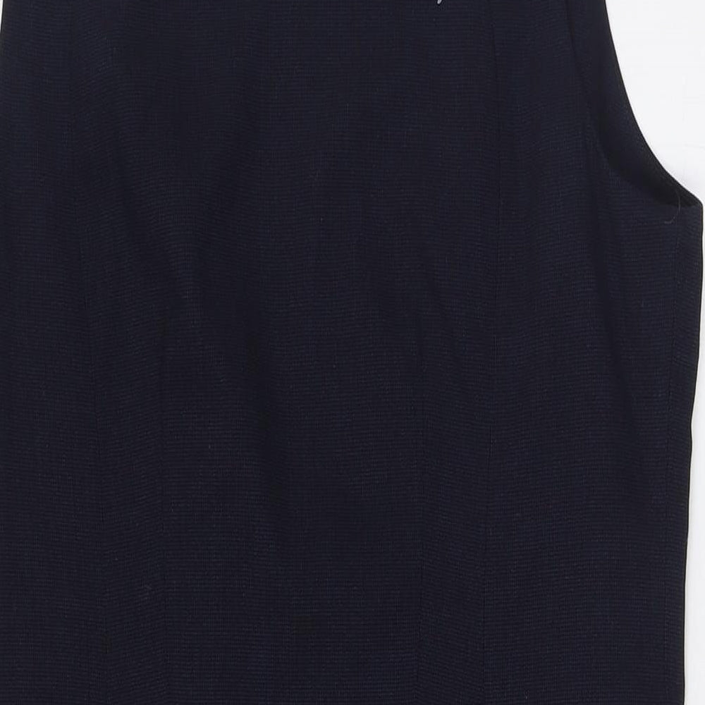 H&M Womens Blue Polyester Pencil Dress Size 16 Round Neck Zip