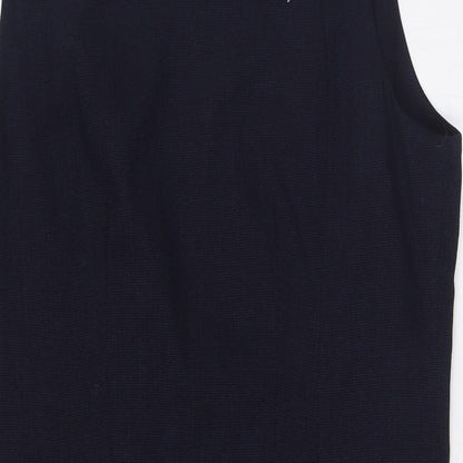 H&M Womens Blue Polyester Pencil Dress Size 16 Round Neck Zip