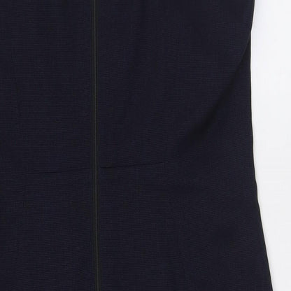 H&M Womens Blue Polyester Pencil Dress Size 16 Round Neck Zip