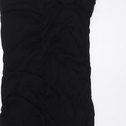 PRETTYLITTLETHING Womens Black Polyester Bodycon Size 14 Scoop Neck - Extreme Ruched