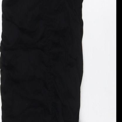 PRETTYLITTLETHING Womens Black Polyester Bodycon Size 14 Scoop Neck - Extreme Ruched