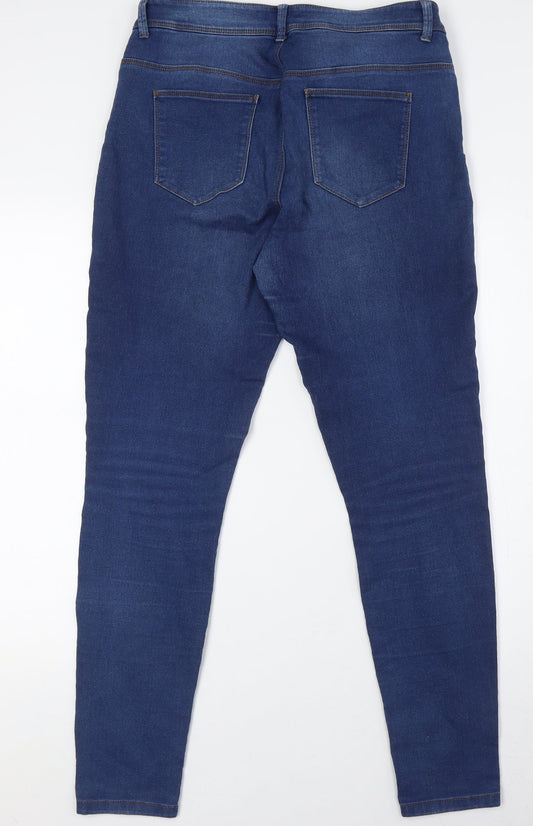Denim & Co. Womens Blue Cotton Skinny Jeans Size 14 L31 in Regular Zip