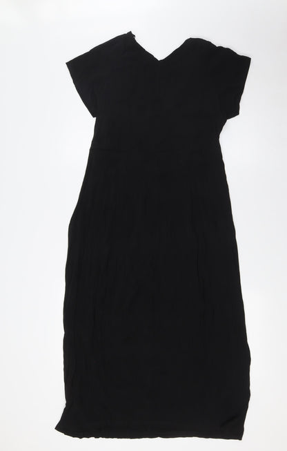 LOUNGE APPARL Womens Black Polyester Wrap Dress Size XL V-Neck Tie