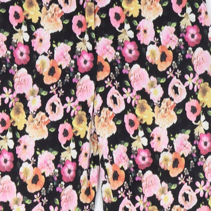 Divided by H&M Womens Multicoloured Floral Cotton Trousers Size 10 L27 in Regular Zip