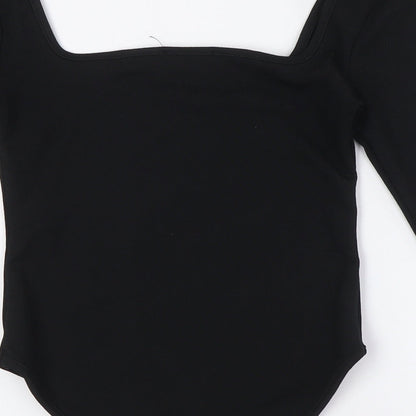 I SAW IT FIRST Womens Black Polyester Leotard One-Piece Size 8 - Ribbed