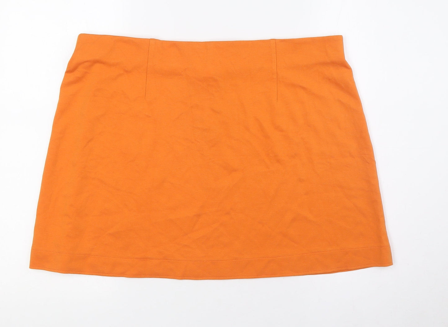 H&M Womens Orange Viscose A-Line Skirt Size XL