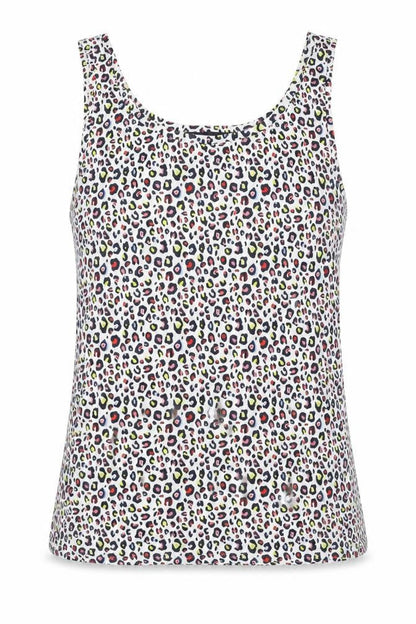Marks & Spencer Womens Multicoloured Animal Print Cotton Basic Tank Size 10 Round Neck