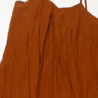 H&M Womens Brown Viscose A-Line Size S Scoop Neck