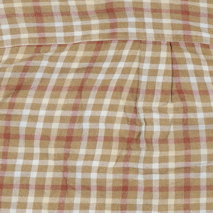 Crewfield Mens Beige Check Cotton Button-Up Size M Collared Button
