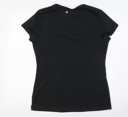90 Degree Womens Black Polyester Basic T-Shirt Size L V-Neck