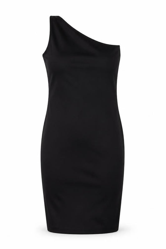 Boohoo Womens Black Polyester Bodycon Size 8 One Shoulder