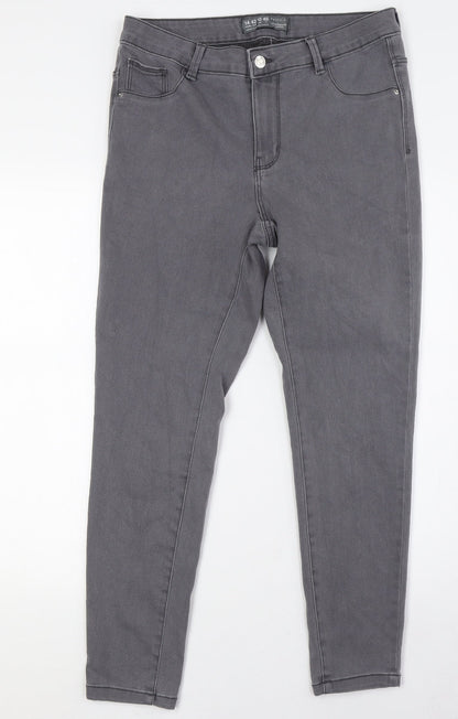 Denim & Co. Womens Grey Cotton Skinny Jeans Size 14 L28 in Regular Button