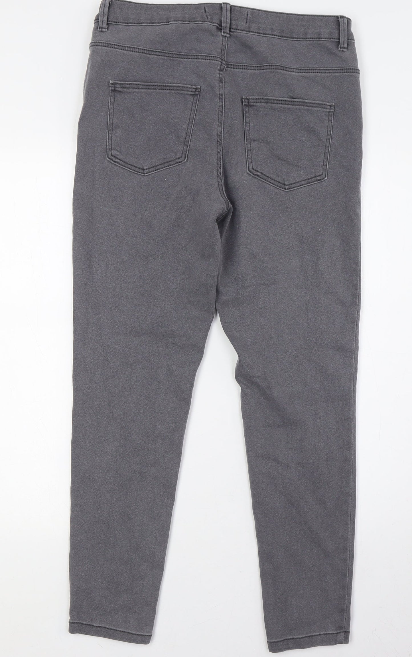 Denim & Co. Womens Grey Cotton Skinny Jeans Size 14 L28 in Regular Button