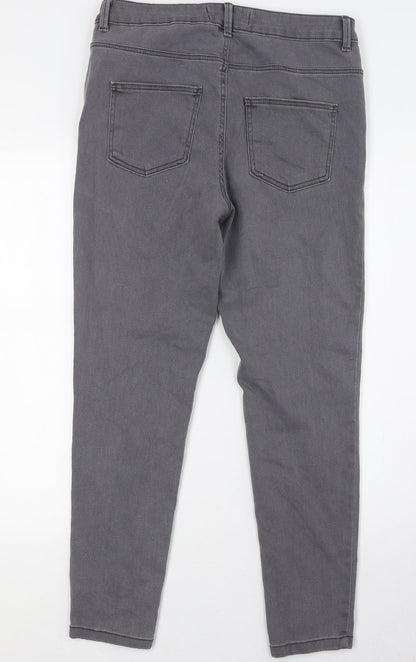 Denim & Co. Womens Grey Cotton Skinny Jeans Size 14 L28 in Regular Button