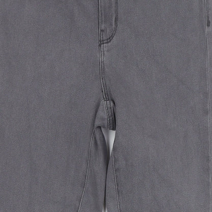 Denim & Co. Womens Grey Cotton Skinny Jeans Size 14 L28 in Regular Button