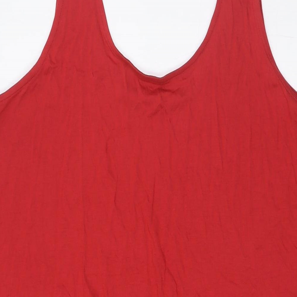 Marks & Spencer Womens Red Solid Viscose Cami Dress Size L