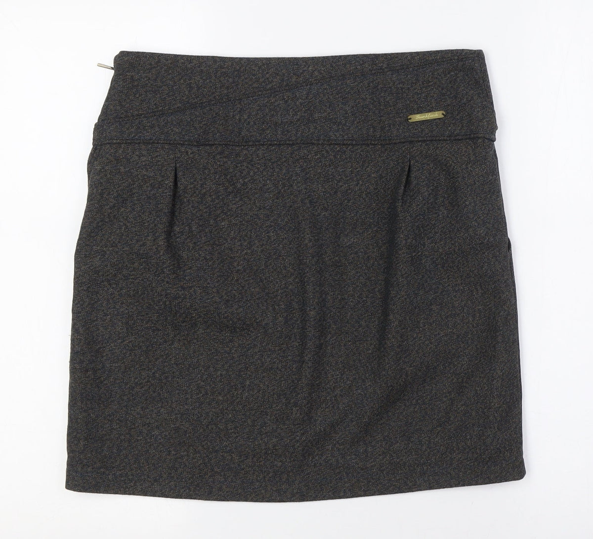 Skunkfunk Womens Grey Polyester A-Line Skirt Size 12 Zip - Pockets
