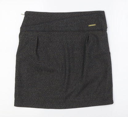 Skunkfunk Womens Grey Polyester A-Line Skirt Size 12 Zip - Pockets