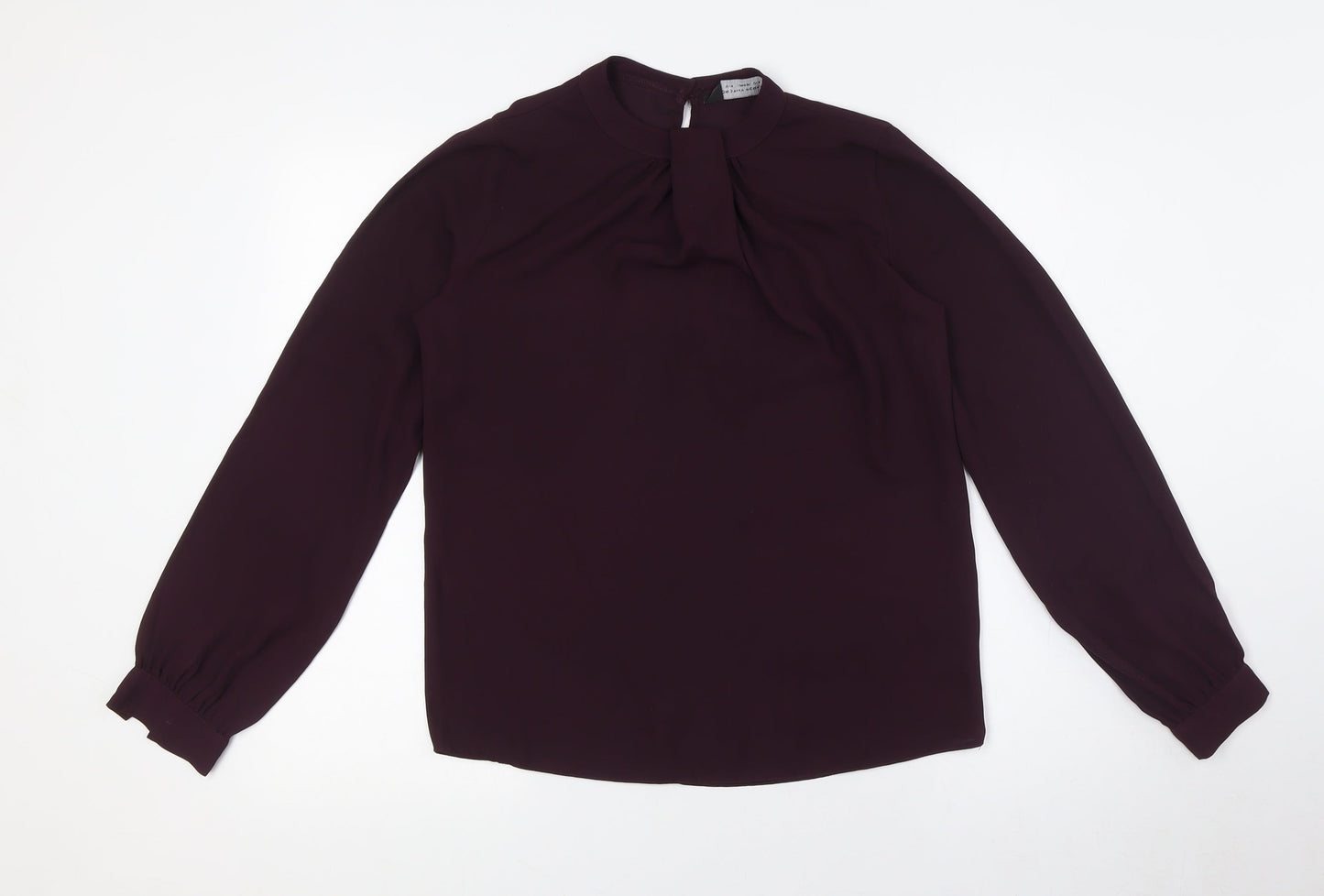 Dorothy Perkins Womens Purple Polyester Basic Button-Up Size 8 Mock Neck