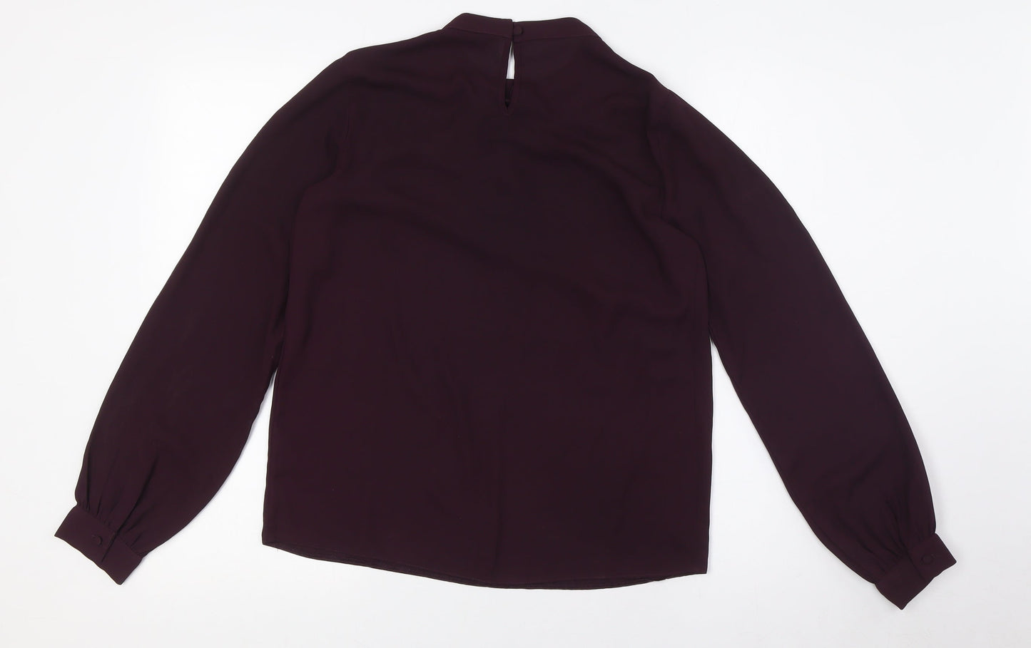 Dorothy Perkins Womens Purple Polyester Basic Button-Up Size 8 Mock Neck