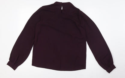 Dorothy Perkins Womens Purple Polyester Basic Button-Up Size 8 Mock Neck