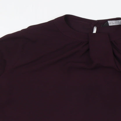 Dorothy Perkins Womens Purple Polyester Basic Button-Up Size 8 Mock Neck