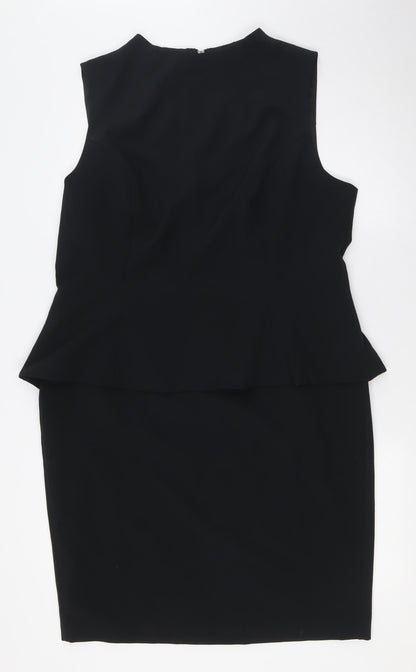 Very Womens Black Polyester A-Line Size 18 Round Neck Zip
