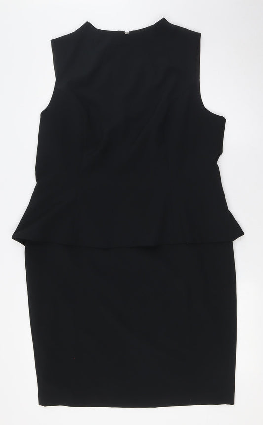 Very Womens Black Polyester A-Line Size 18 Round Neck Zip