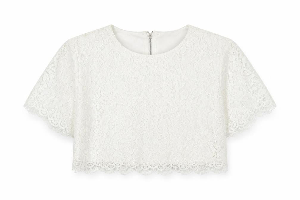 Womens UK Size 10 Boohoo White Cropped Button-Up