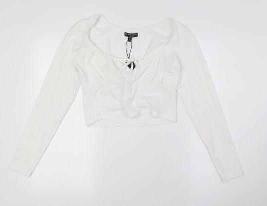 Womens UK Size M Brave Soul White Cropped Button-Up