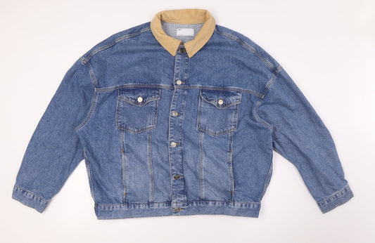 ASOS Mens Blue Jacket Size L Button - Cord Collar