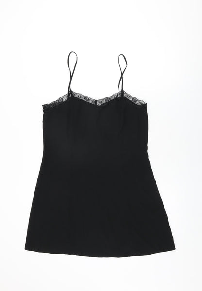 H&M Womens Black Polyester Mini Size 14 V-Neck Pullover