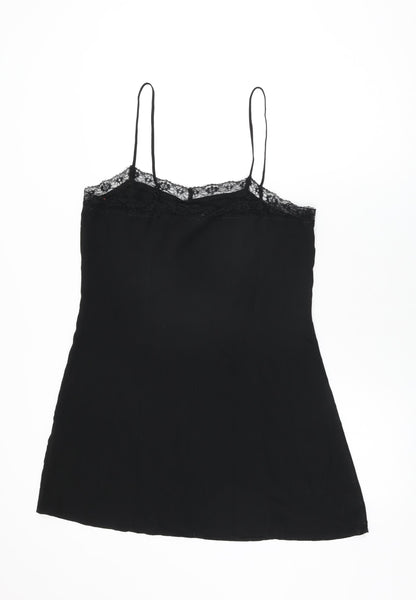 H&M Womens Black Polyester Mini Size 14 V-Neck Pullover