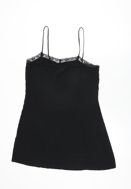 H&M Womens Black Polyester Mini Size 14 V-Neck Pullover