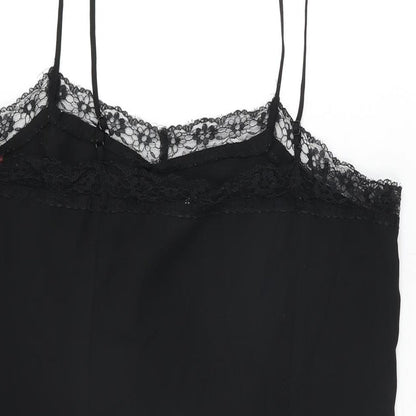 H&M Womens Black Polyester Mini Size 14 V-Neck Pullover