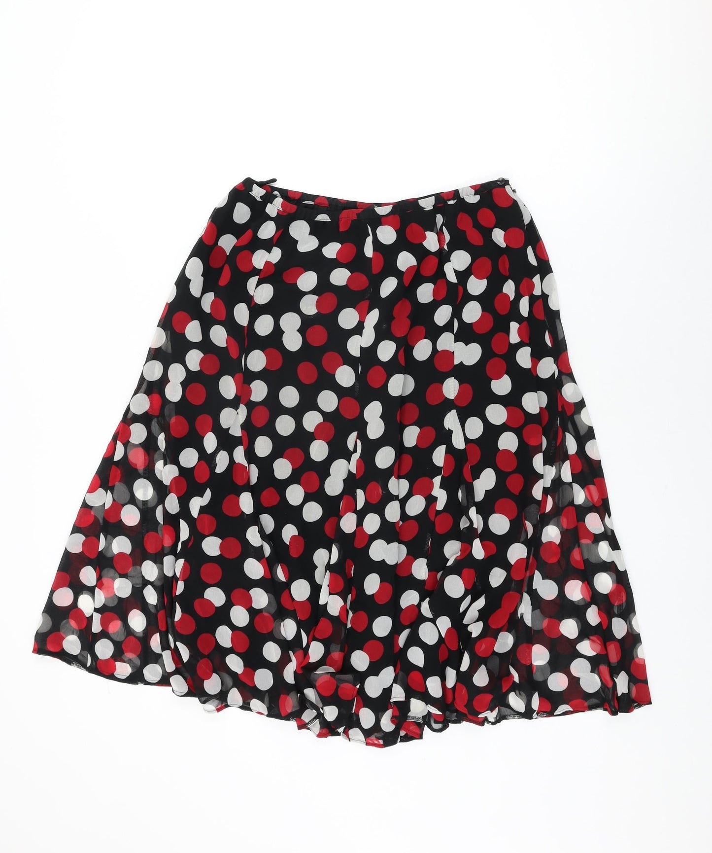 Marks and Spencer Womens Black Polka Dot Polyester Swing Skirt Size 18 Zip