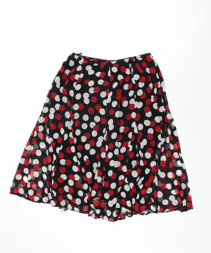 Marks and Spencer Womens Black Polka Dot Polyester Swing Skirt Size 18 Zip