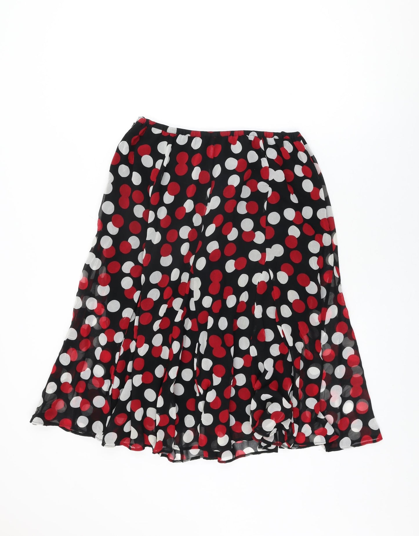 Marks and Spencer Womens Black Polka Dot Polyester Swing Skirt Size 18 Zip