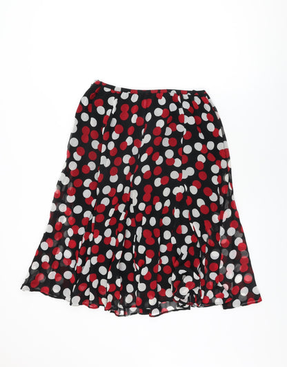 Marks and Spencer Womens Black Polka Dot Polyester Swing Skirt Size 18 Zip